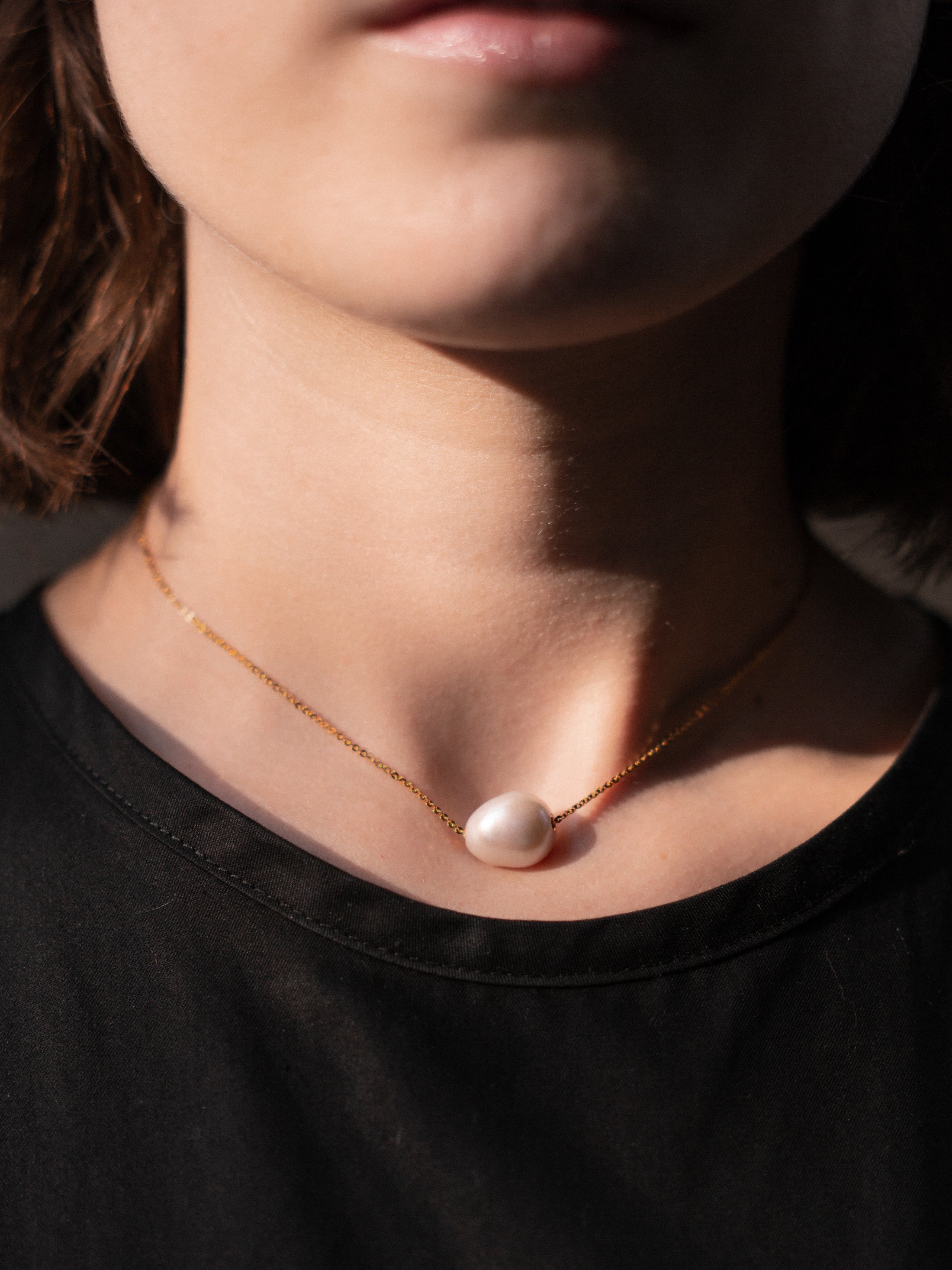 Mini Baroque Pearl Necklace in Sterling Silver